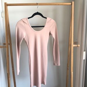 Neutral open-back bodycon dress